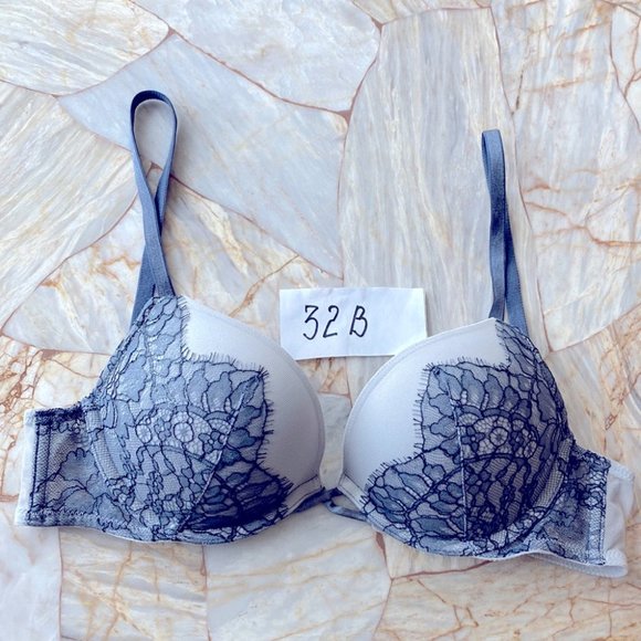 Victoria's Secret Other - 32B VS Bombshell Gray Lace Shimmer Chantilly Lace Push-up Bra